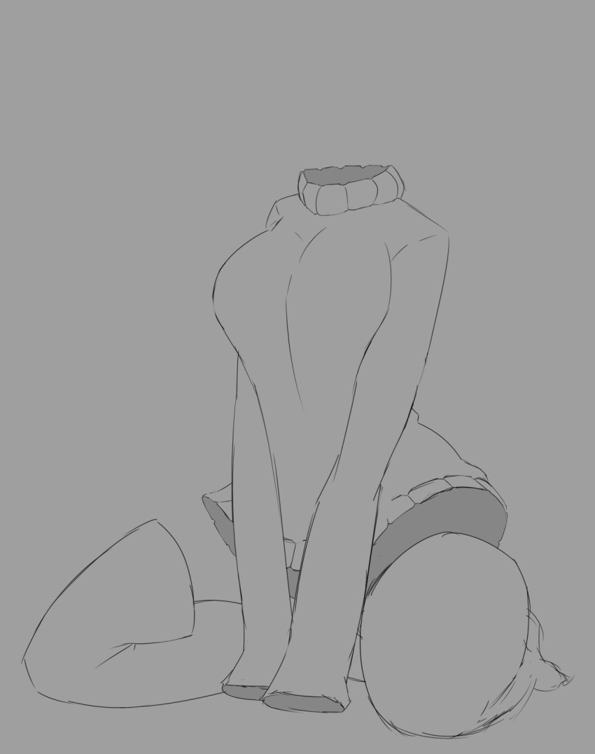 1girl, invisible, invisible_girl, monochrome, solo, sweater, thigh-highs