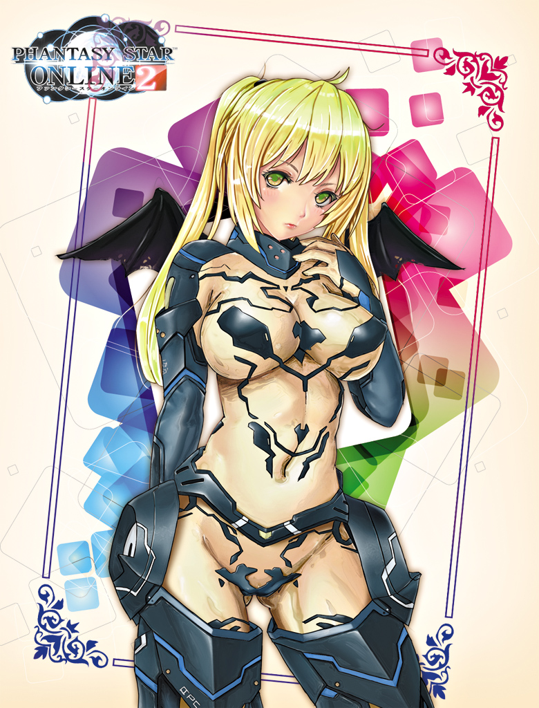 1girl, bat_wings, blonde_hair, breasts, female, gradient, gradient_background, long_hair