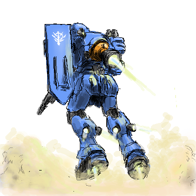 gun, gundam, gundam_ms_igloo, mecha, no_humans, shoboyuski, solo, weapon