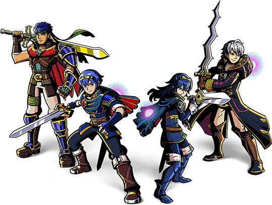 1girl, 3boys, blue_eyes, blue_hair, cape, code_name:_s.t.e.a.m., fire_emblem, fire_emblem:_kakusei