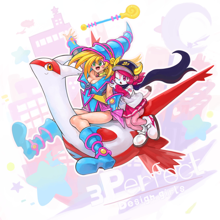 3girls, bare_legs, bare_shoulders, blonde_hair, blush, boots, breasts, buffalo_bell