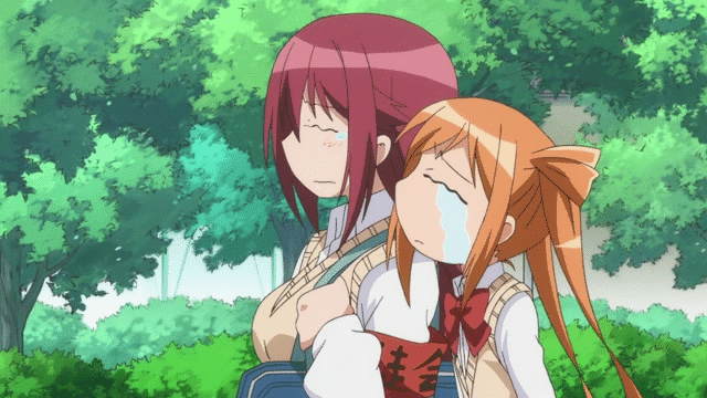 18_kin_(himegoto), 2boys, 3girls, albertina_the_2nd, animated, animated_gif, arikawa_hime, arikawa_kaguya, ass, bicycle, blue_eyes, blush, brown_eyes, brown_hair, bulge, crossdressinging, hair_ribbon, himegoto, long_hair, multiple_boys, multiple_girls, oda_mitsunaga, panties, pantyshot, pink_hair, ribbon, sadako_(himegoto), school_uniform, short_hair, trap, twin_drills, twintails, underwear