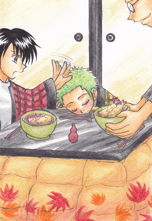 1girl, 2boys, black_hair, bowl, chopsticks, father_and_daughter, food, glasses