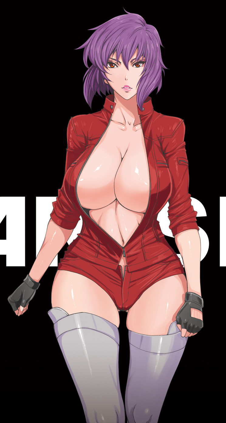1girl, breasts, center_opening, cleavage, fei_(maidoll), female, fingerless_gloves, ghost_in_the_shell