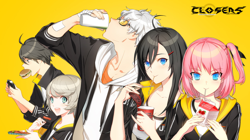 2girls, 3boys, closers, everyone, j_(closers), mistilteinn_(closers), multiple_boys, multiple_girls