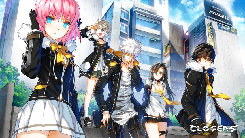 2girls, 3boys, closers, everyone, j_(closers), mistilteinn_(closers), multiple_boys, multiple_girls