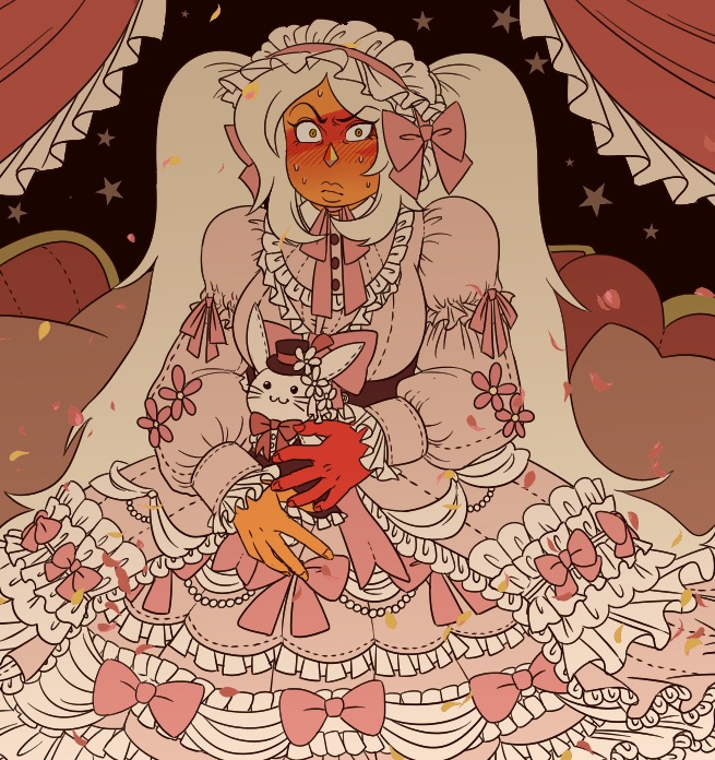 1girl, blush, cartoon_network, dress, embarrassed, gold_eyes, humiliation, jasper_(steven_universe)