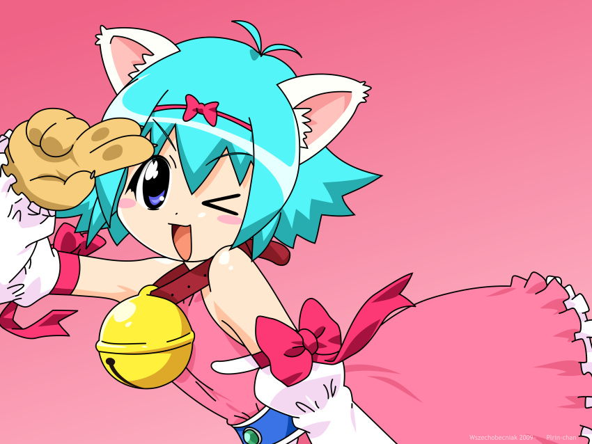 1girl, blue_hair, cat_ears, gradient, gradient_background, nhk_ni_youkoso!, pururin, solo, tagme