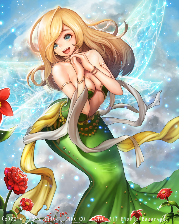 1girl, _tsumugico_, armlet, bare_shoulders, blonde_hair, blue_eyes, bracelet, breasts
