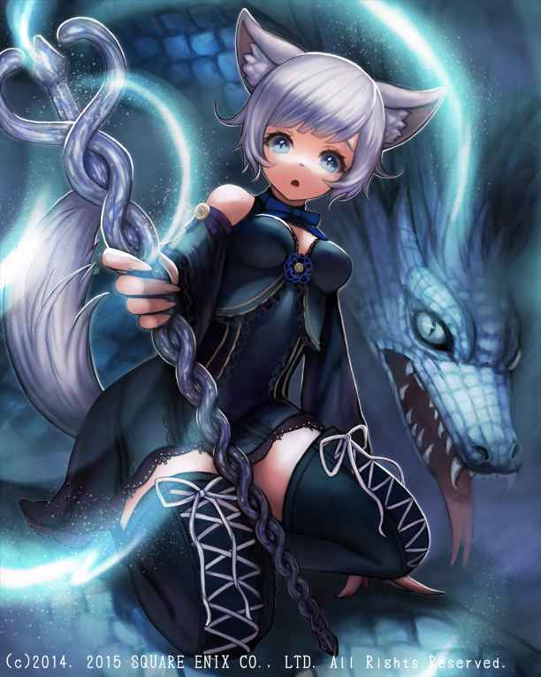 1girl, _tsumugico_, animal_ears, arm_support, bare_shoulders, black_dress, black_legwear, black_thighhighs