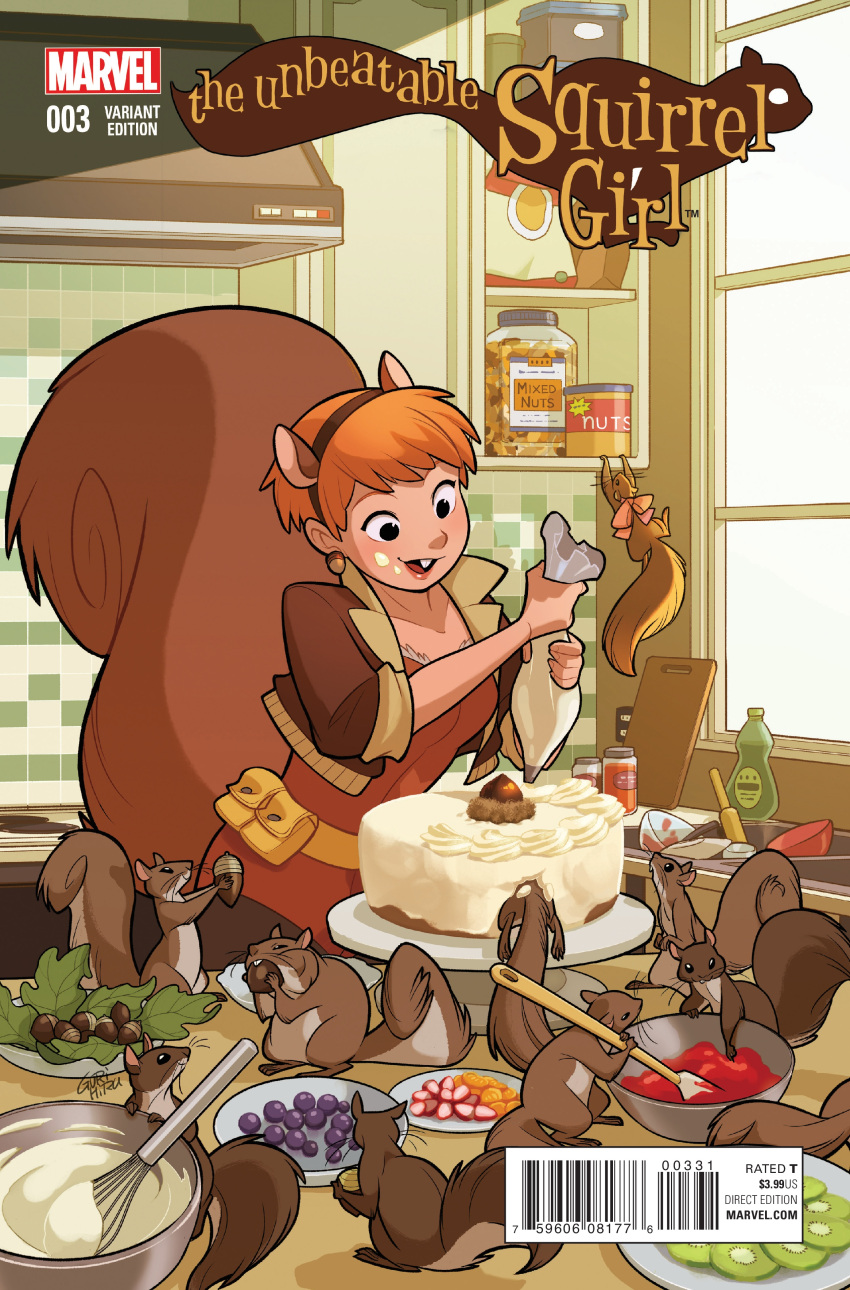 acorn, buck_teeth, cake, cover_art, food, gurihiru, marvel, orange_hair