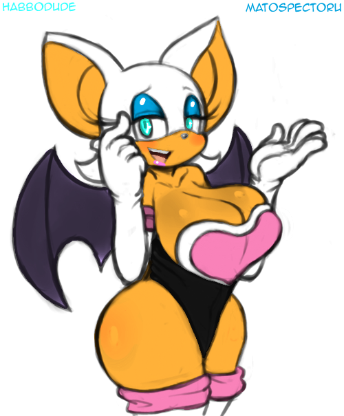 1girl, blue_eyes, blush, breasts, cleavage, furry, gloves, large_breasts, looking_at_viewer, mato_spectoru, rouge_the_bat, simple_background, solo, sonic_(series), thick_thighs, wide_hips, wings