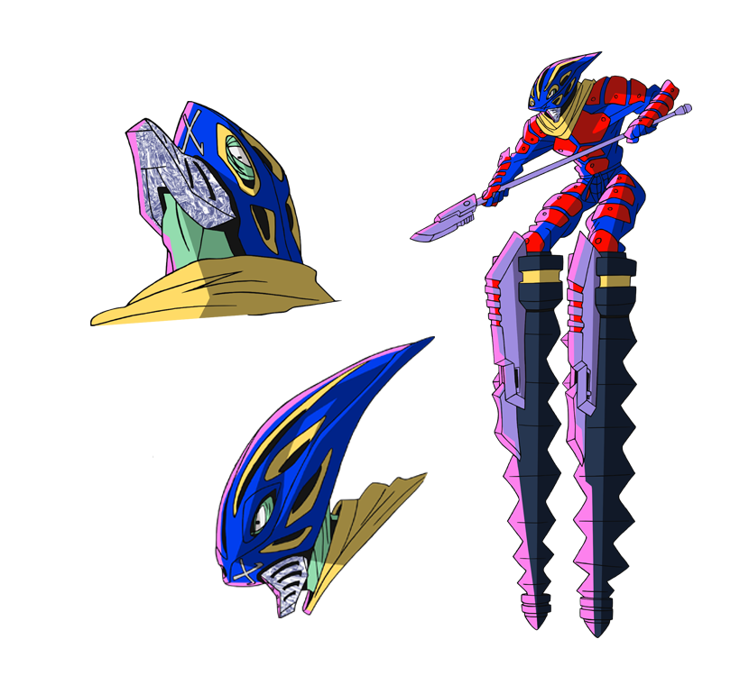 1boy, albatross_(ninja_slayer), arm_guards, armor, character_sheet, concept_art, expressions, full_body, helmet, knee_pads, looking_at_viewer, mask, ninja_slayer, official_art, scarf, shoulder_pads, simple_background, solo, soukaiya_symbol, standing, weapon, white_background