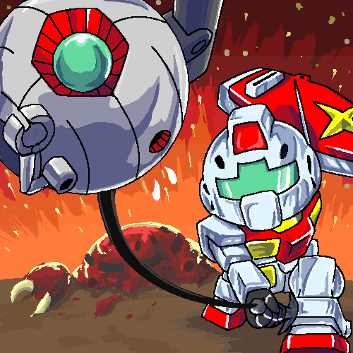 ball_(gundam), chibi, damaged, gm_(mobile_suit), gradient, gradient_background, gundam, matirine