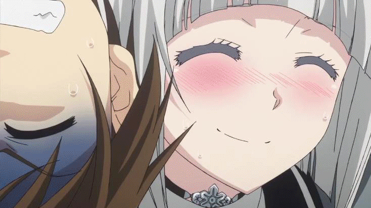 1boy, 1girl, animated, animated_gif, anna_nishikinomiya, aqua_eyes, blush, brown_hair