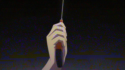 2girls, animated, animated_gif, charlotte_(anime), cutter, glowing, glowing_hair, long_hair