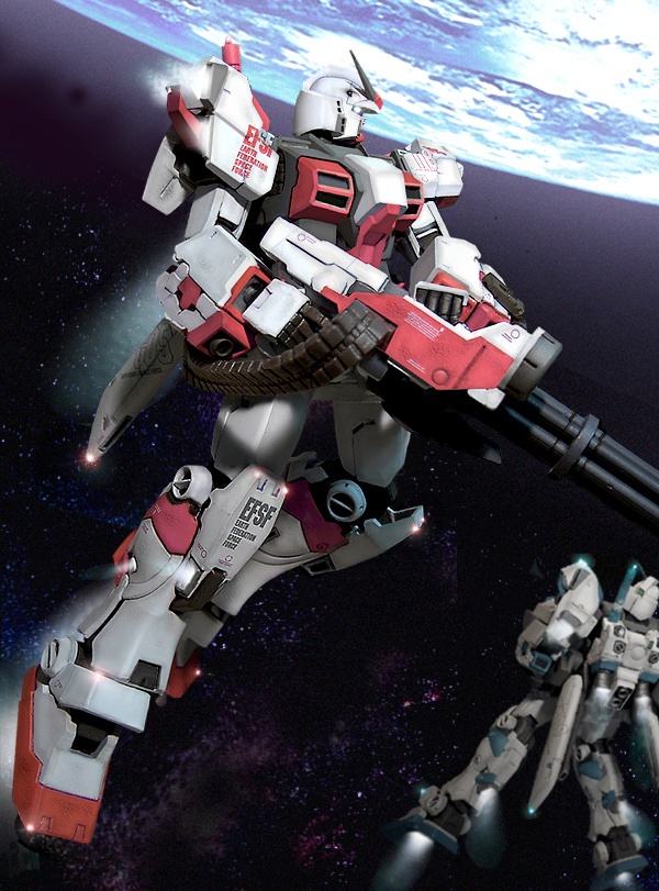 earth, gatling_gun, gun, gundam, gundam_g04, gundam_g05, gundam_side_story:_from_place_beyond_the_blaze, mecha