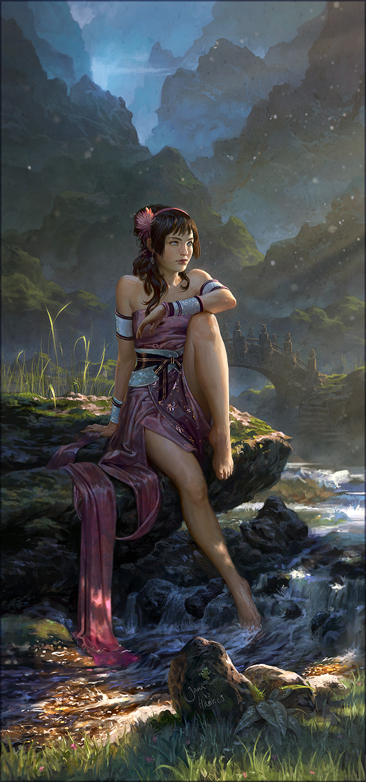 1girl, armband, avatar:_the_last_airbender, avatar_legends, bangs, bare_legs, bare_shoulders, barefoot