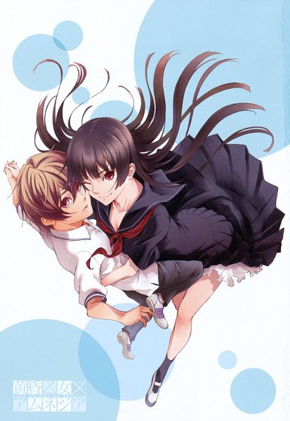 1boy, 1girl, black_hair, black_serafuku, brown_eyes, brown_hair, collarbone, couple