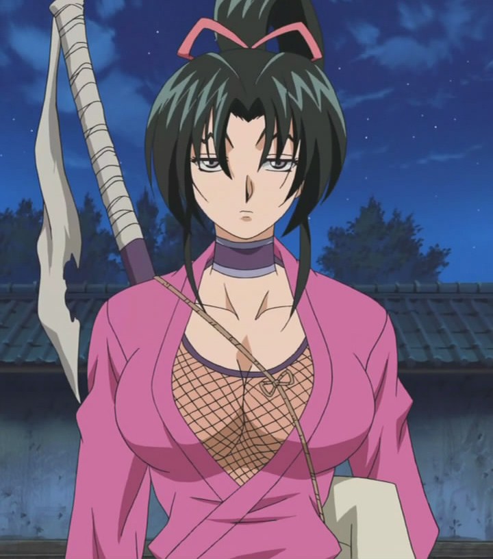 1girl, black_eyes, black_hair, breasts, cleavage, clouds, female, fishnets