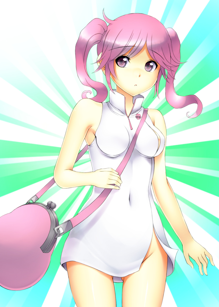 1girl, bag, bandai, breasts, digimon, digimon_world_re:digitize, female, gradient