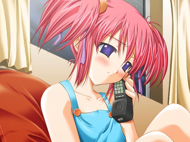 floralia, floralia+, game_cg, kaga_miaya, masaharu, phone, purple_eyes, red_hair