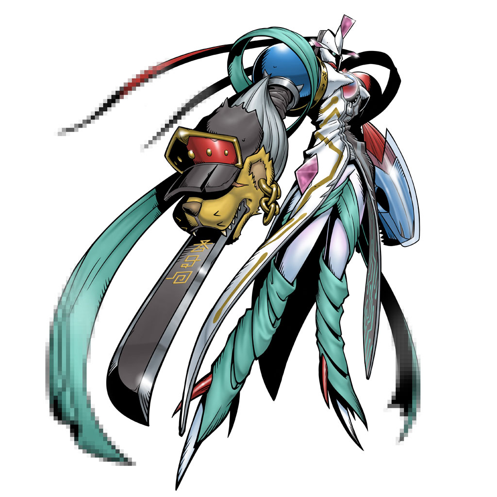 chaosmon, digimon, digimon_world_re:digitize, katana, male_focus, monster, no_humans, official_art