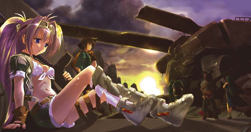 blue_eyes, boots, denim, denim_shorts, fingerless_gloves, gloves, goggles, junk_force