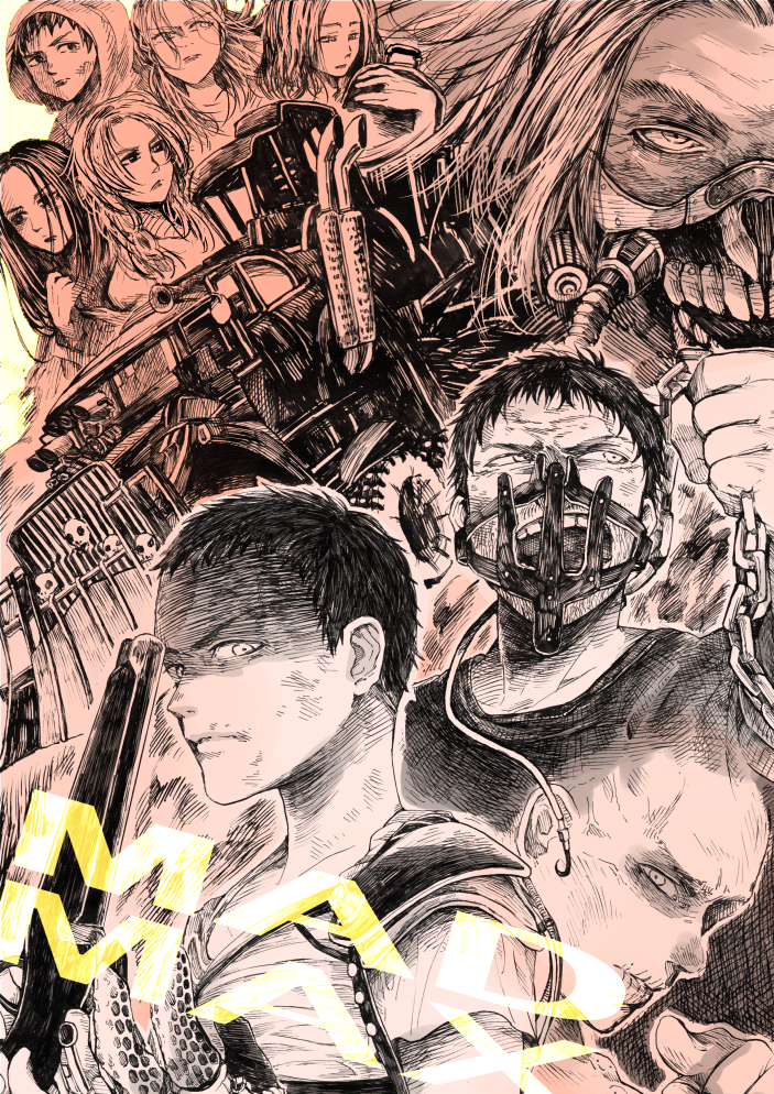 angharad, capable_(mad_max), cheedo_the_fragile, copyright_name, gradient, gradient_background, immortan_joe, imperator_furiosa