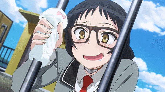 animated, animated_gif, black_hair, glasses, kajou_ayame, panties, school_uniform, sexually_suggestive, shimoneta_to_iu_gainen_ga_sonzai_shinai_taikutsu_na_sekai, underwear