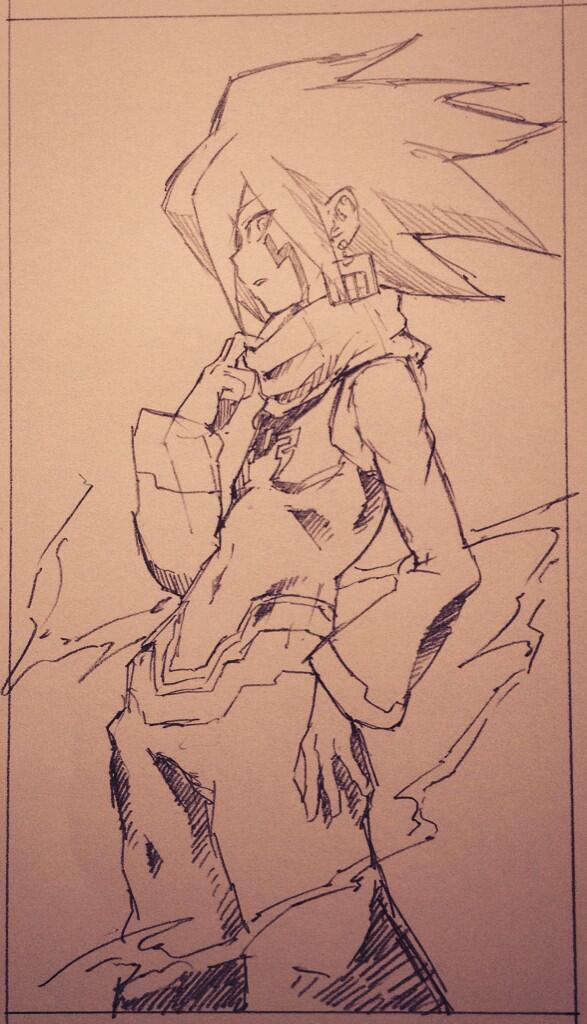 capcom, gradient, gradient_background, koto_(coto), monochrome, rockman, ryuusei_no_rockman, sketch