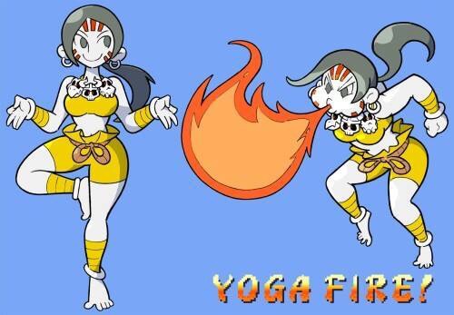 breathing_fire, dhalsim_(cosplay), fire, simple_background, street_fighter, wii_fit, wii_fit_trainer, yoga