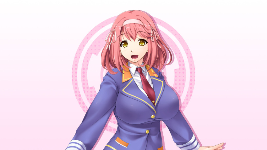 1girl, gradient, gradient_background, mahjong_pretty_girls_battle, sakura_ayumi, solo, tagme
