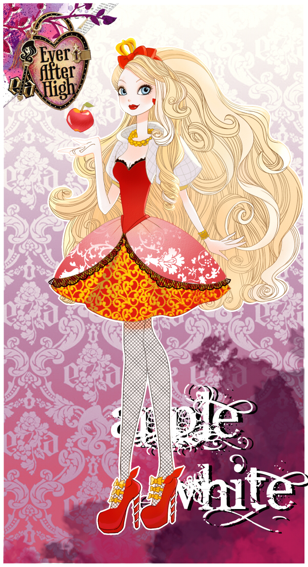 1girl, apple, apple_white, blonde_hair, blue_eyes, blush, ever_after_high, female