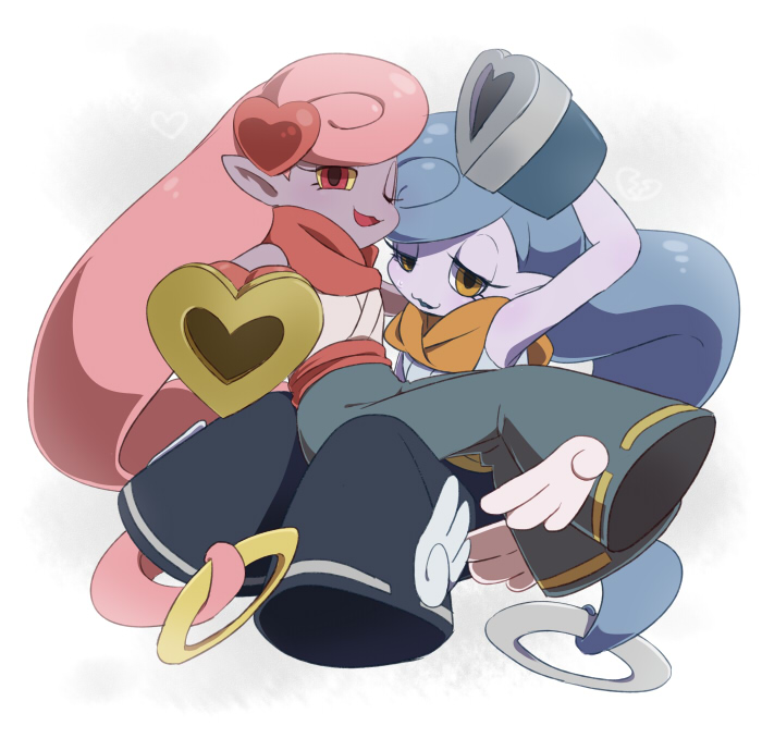 2boys, blue_hair, blue_skin, casanono, casanuva, gradient, gradient_background, heart