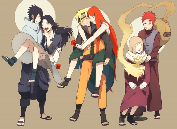 3boys, 3girls, bare_shoulders, black_hair, blonde_hair, carrying, clenched_teeth, closed_eyes