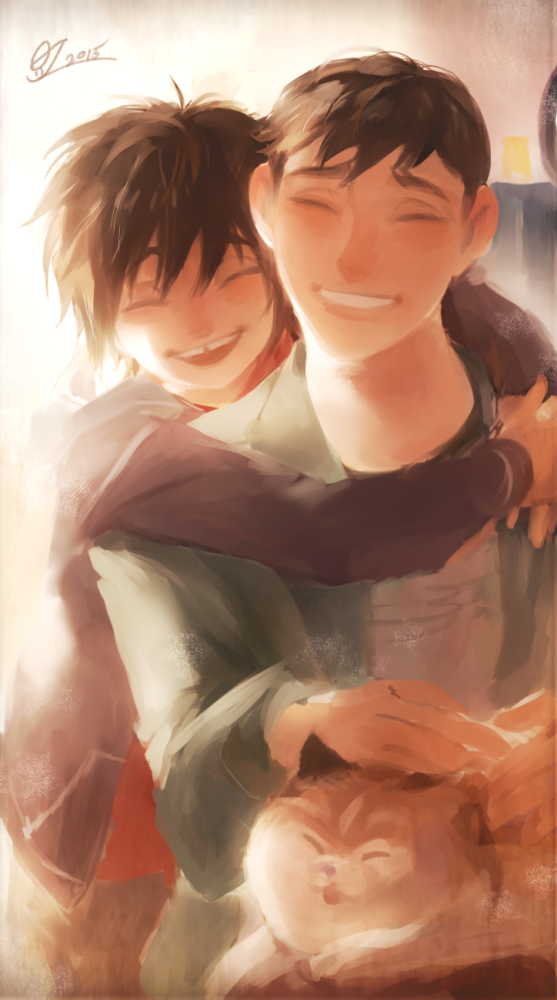 2boys, baikaouka, big_hero_6, brothers, cat, disney, gradient, gradient_background