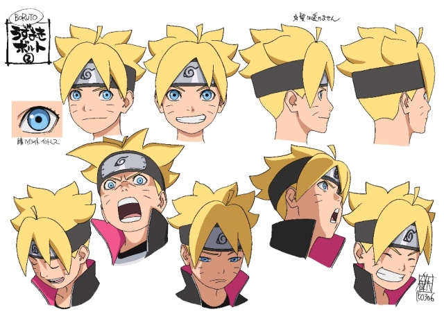 ahoge, angry, blonde_hair, blue_eyes, boruto:_the_movie, character_sheet, expression_sheet, forehead_protector