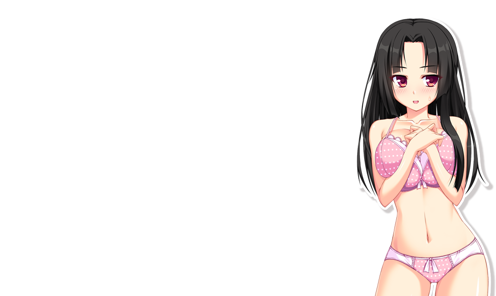 1girl, akuyome!_akuma_na_yome_ni_shiborareru, ayame_(akuyome), black_hair, blush, breast_press, breasts, cleavage
