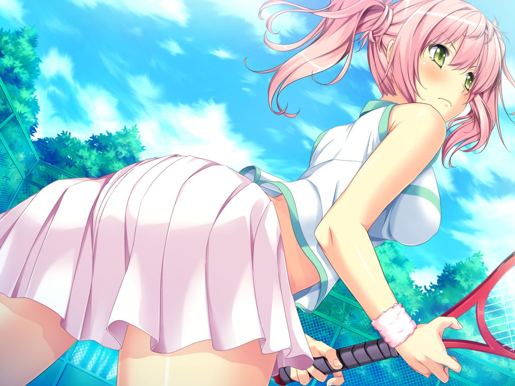 1girl, ass, blush, breasts, clouds, female, highres, large_breasts