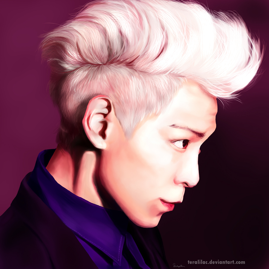 1boy, bigbang, blonde_hair, blue_shirt, brown_eyes, collared_shirt, male_focus, profile