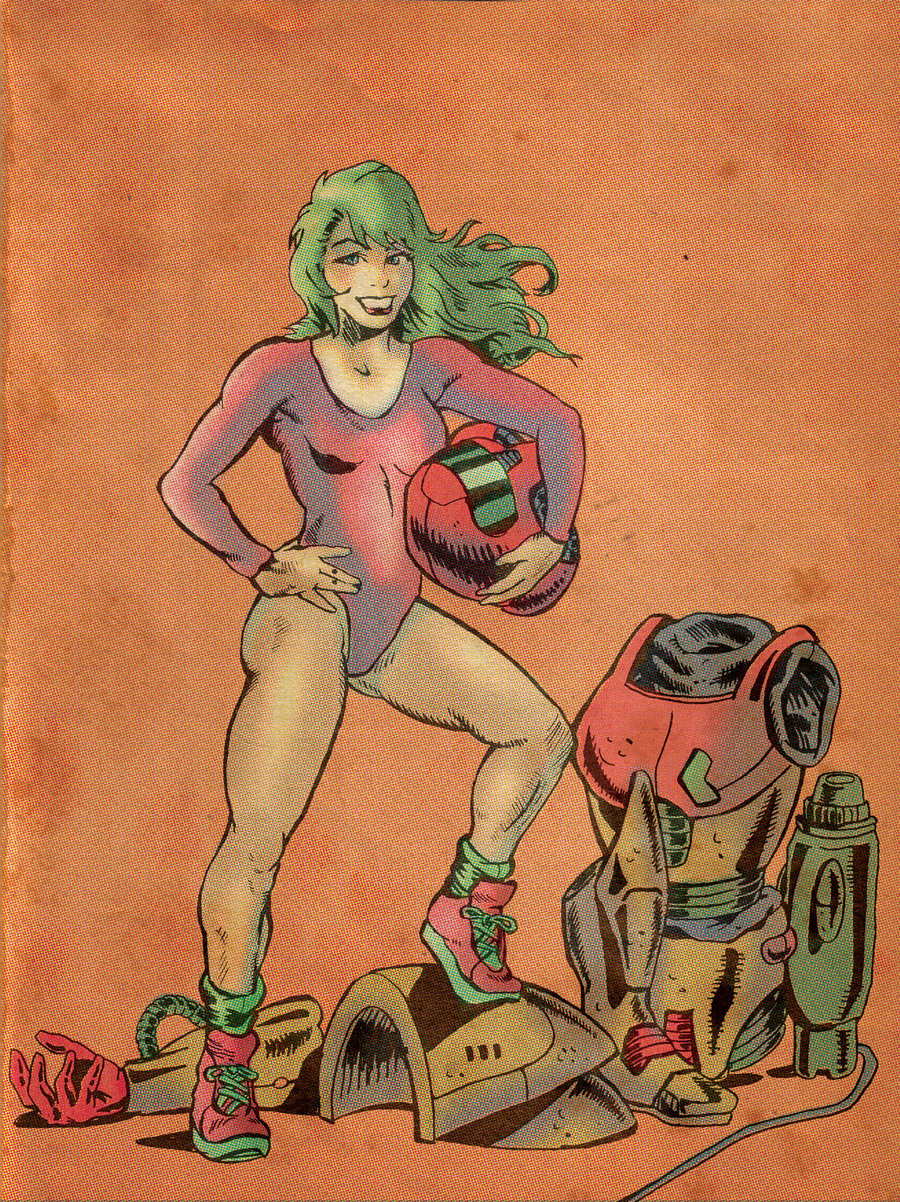 1girl, blue_eyes, green_hair, justin_bailey, leotard, metroid, nintendo, phobos-romulus