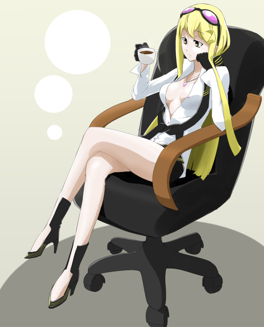1girl, acchi_(koiyimknp), black_gloves, black_shorts, blonde_hair, breasts, collarbone, digimon