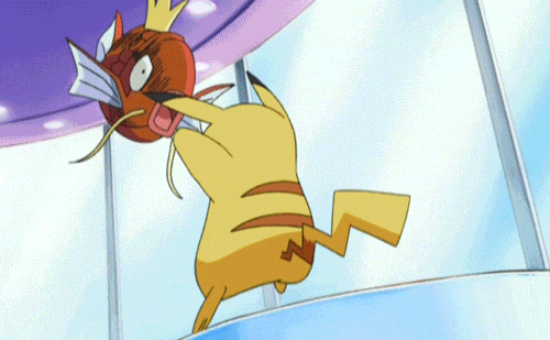 2others, action, animated, animated_gif, battle, fishi, gen_1_pokemon, magikarp, mouse, nintendo, no_humans, pikachu, pokemon, pokemon_(creature), pokemon_rbg, pool, splashing, tackle, water, what