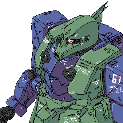 gundam, lowres, mecha, mobile_suit_gundam, mshr0107, zaku, zaku_i