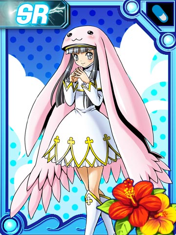 1girl, boots, card_(medium), digimon, digimon_collectors, female, flower, lowres