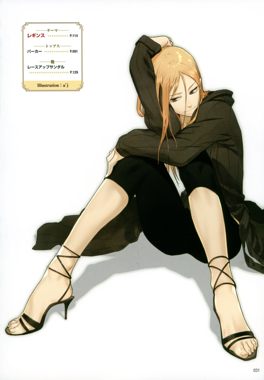 1girl, a'j, blonde_hair, gray_eyes, heels, jacket, tagme, tights