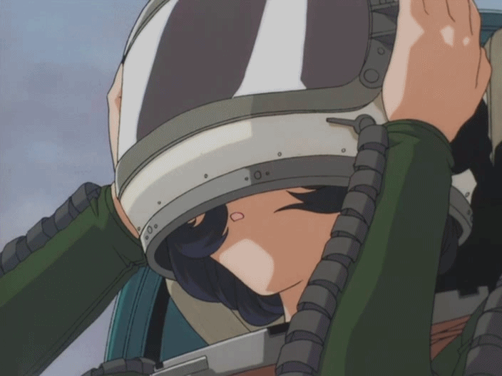 1girl, 90s, agent_aika, animated, animated_gif, black_hair, delmo, female