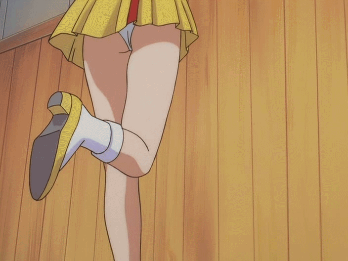 1girl, 90s, agent_aika, animated, animated_gif, ass, black_hair, blush