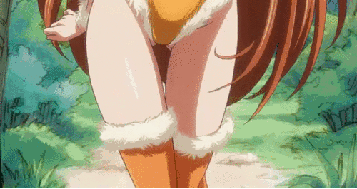 1girl, animated, animated_gif, bare_shoulders, blush, breasts, brown_hair, cleavage